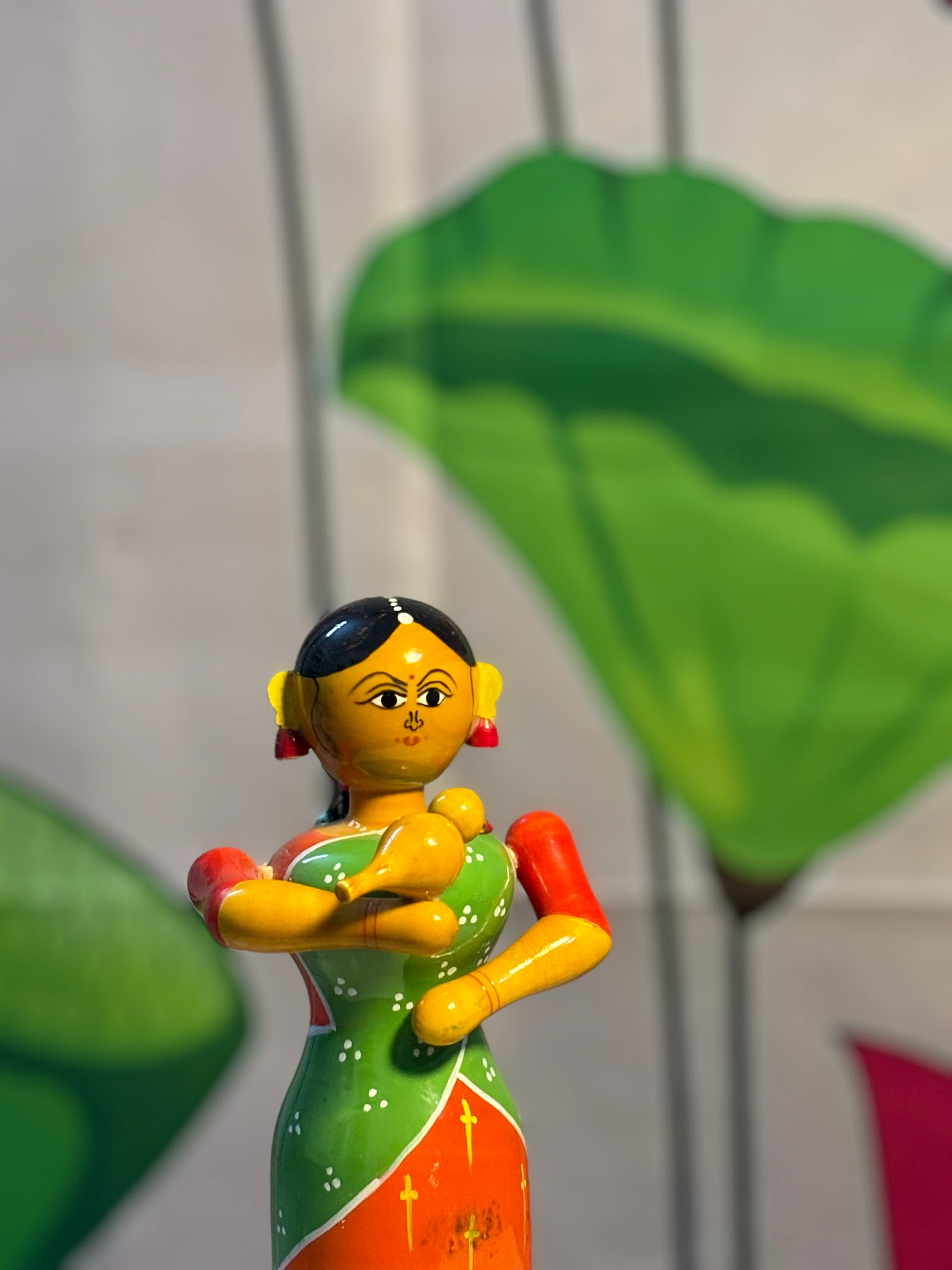 Elegant Village Woman with Bird view 2