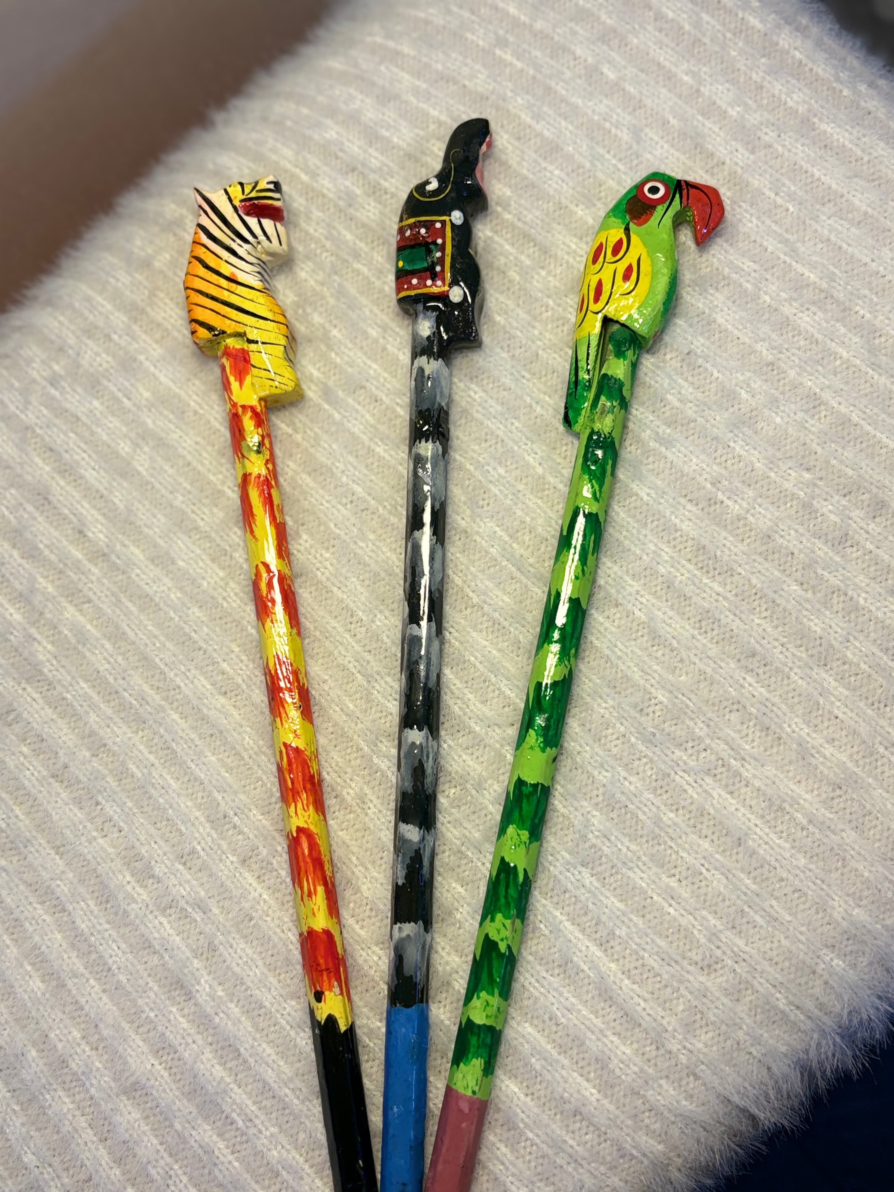 Handcrafted Animal Head Wooden Pencils