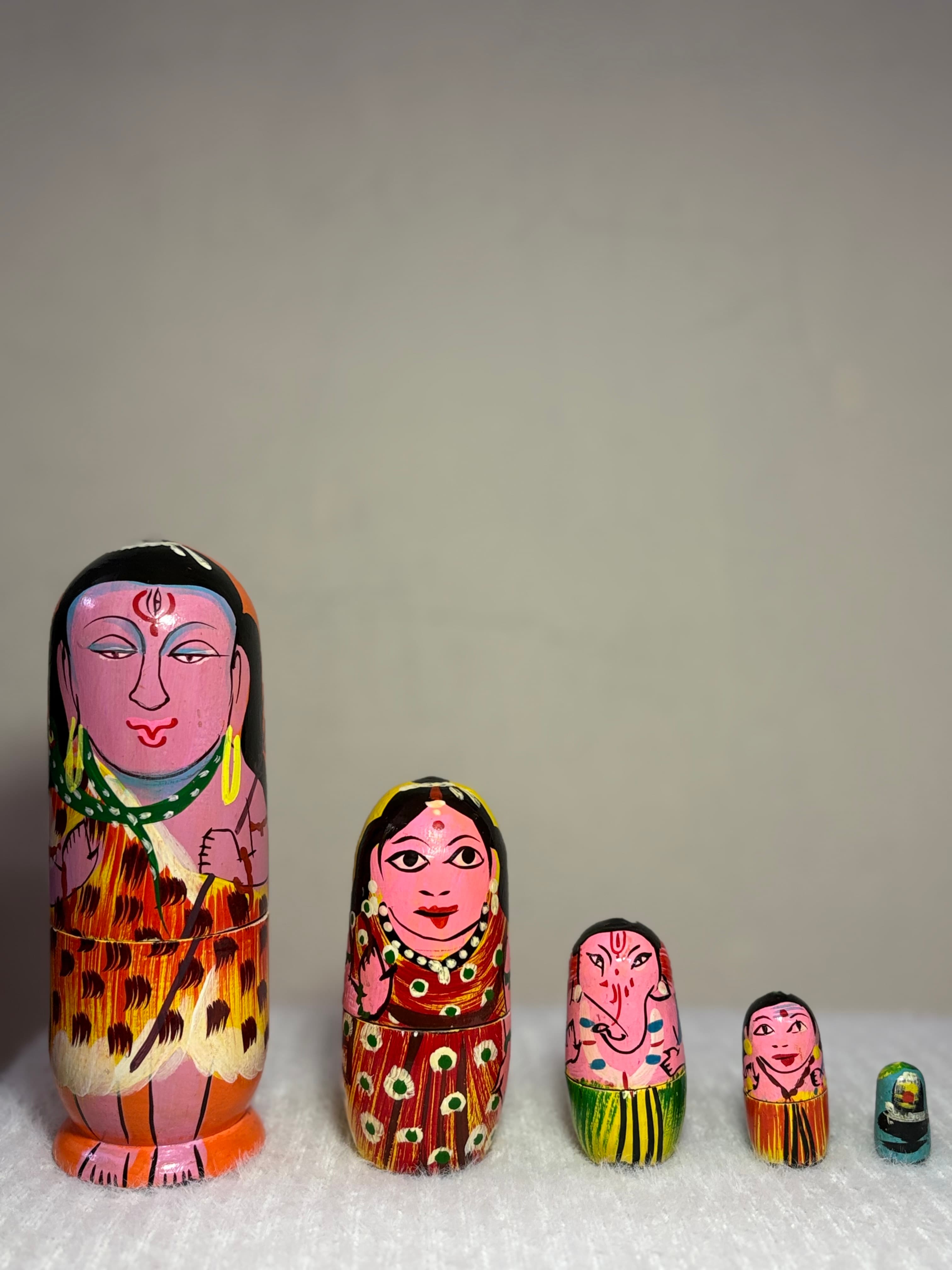 Handcrafted Lord Shiva & Family Nesting Dolls view 2