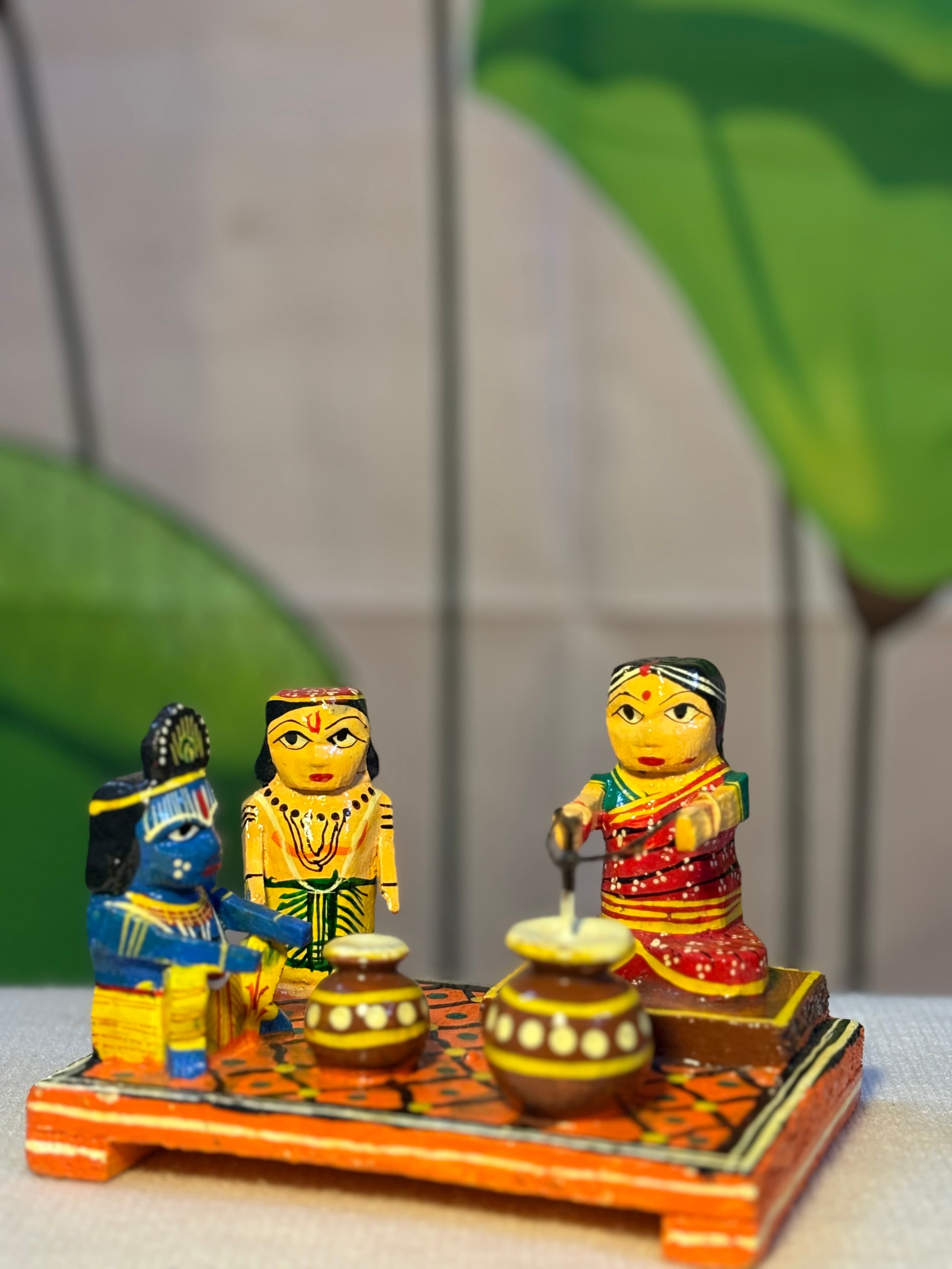 Krishna & Balaram Butter Churning Scene Dolls view 2