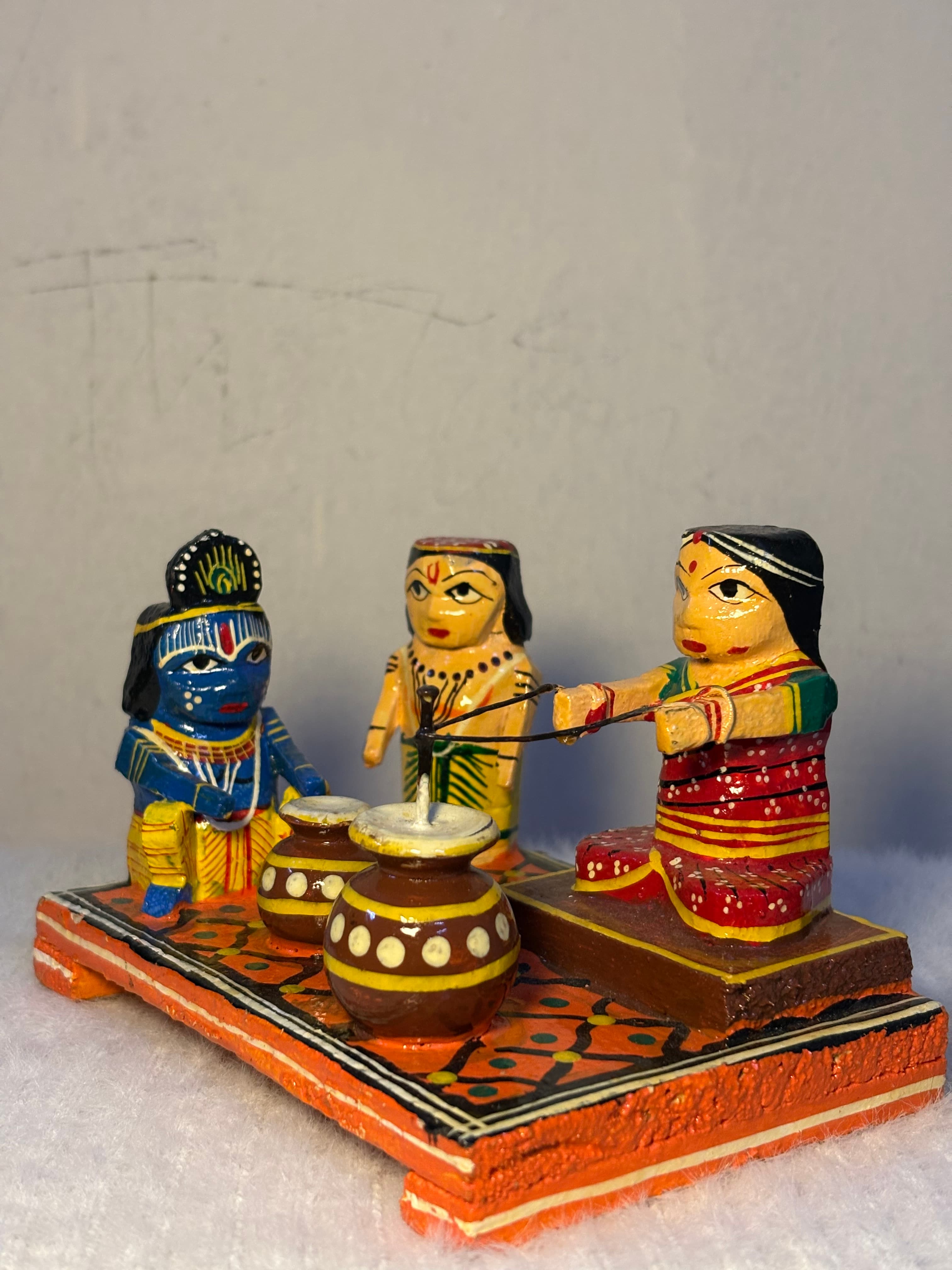 Krishna & Balaram Butter Churning Scene Dolls
